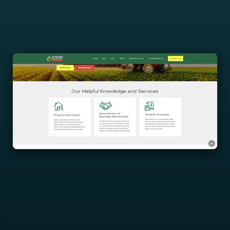 Across Country Real Estate website detail by Balar Media Group