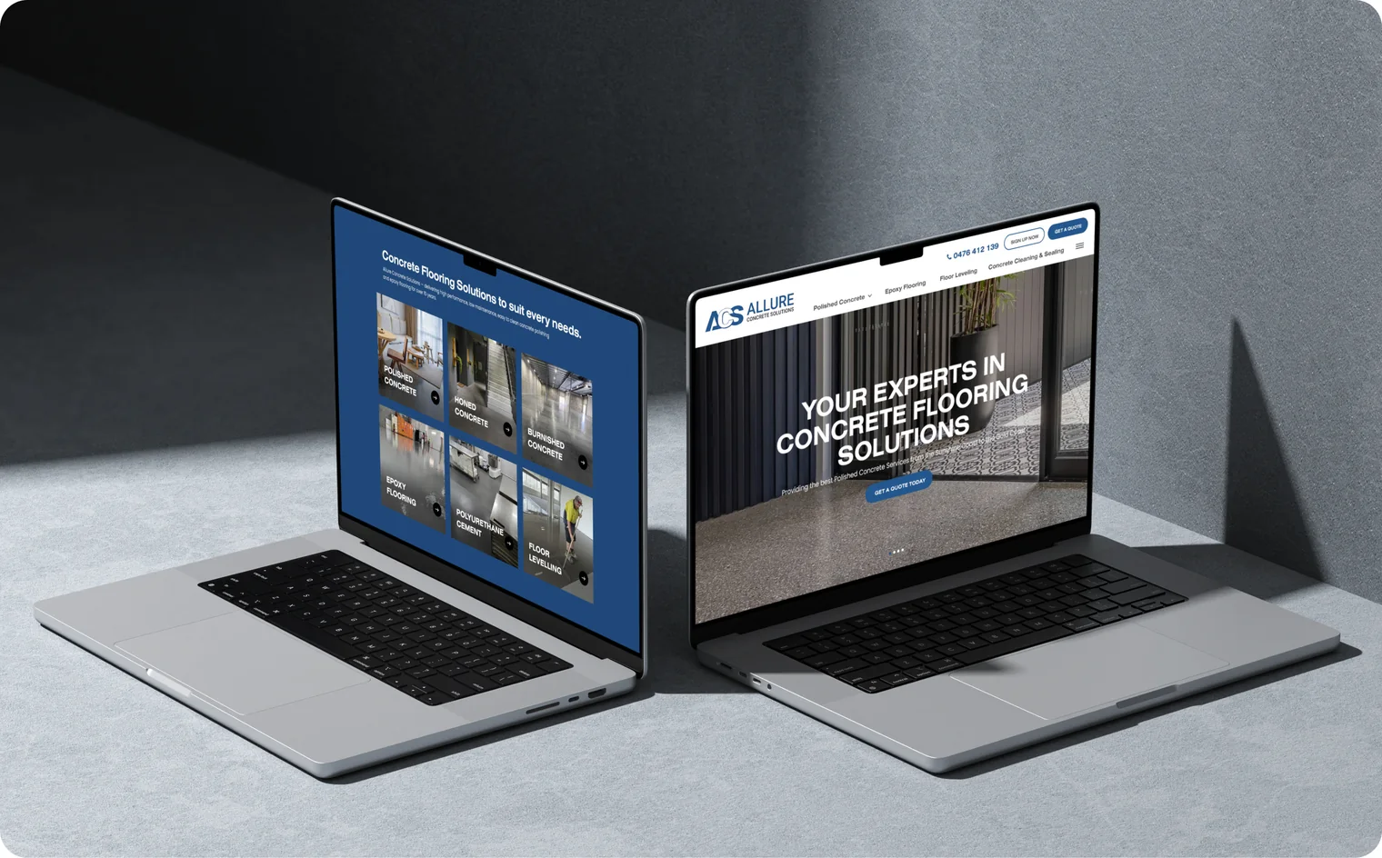 Allure Concrete Solutions website design by Balar Media Group