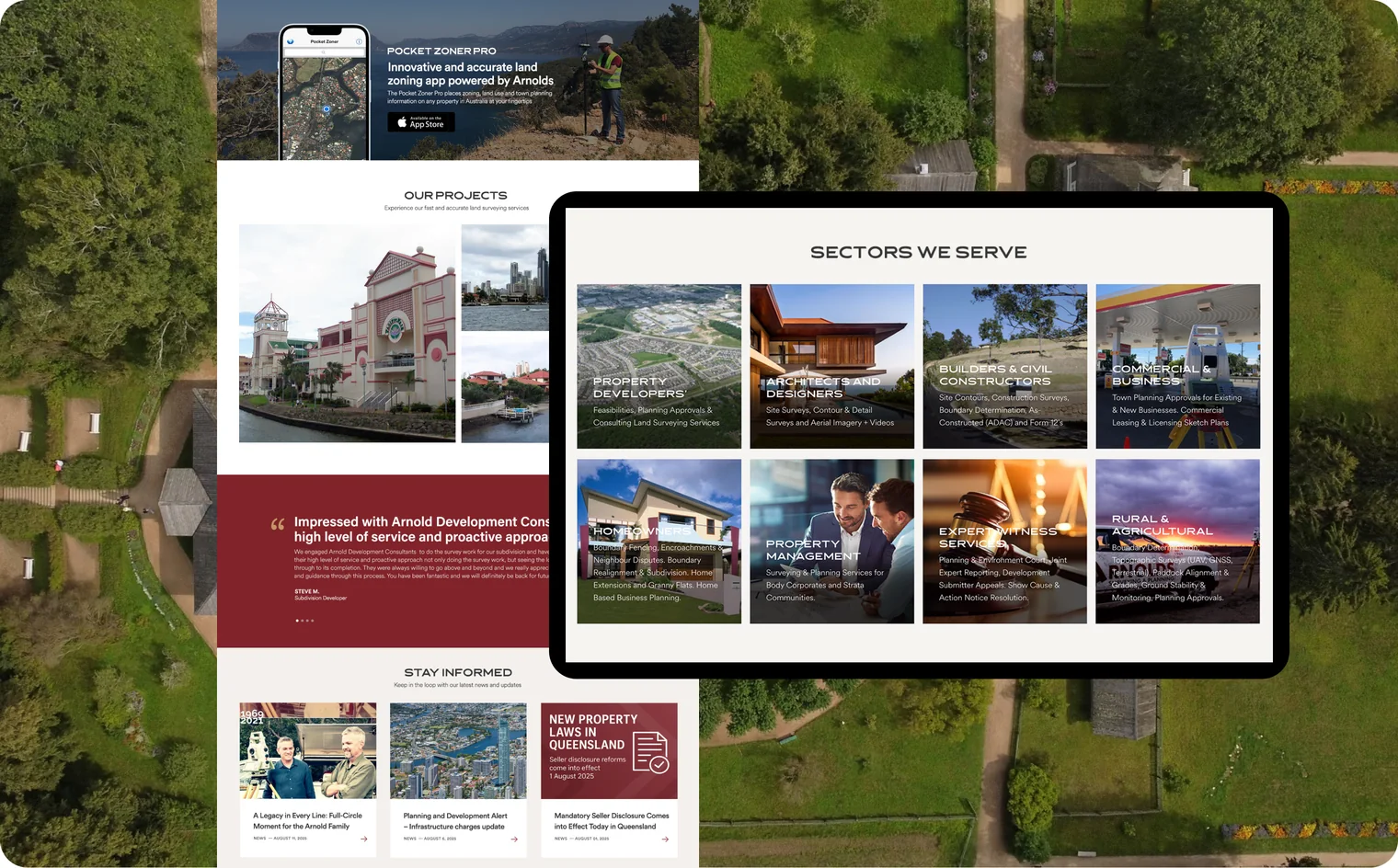 Arnold Development Consultants website design by Balar Media Group (detail)