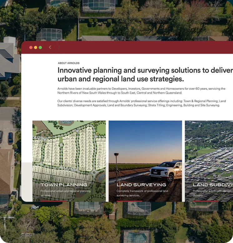 Arnold Development Consultants website by Balar Media Group, design detail