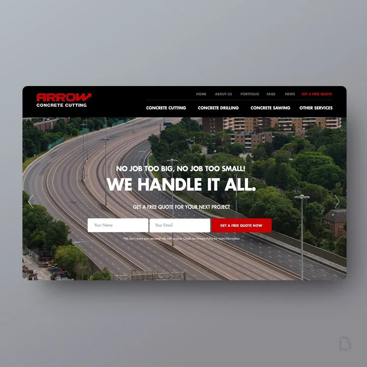Arrow Concrete Cutting website by Balar Media Group
