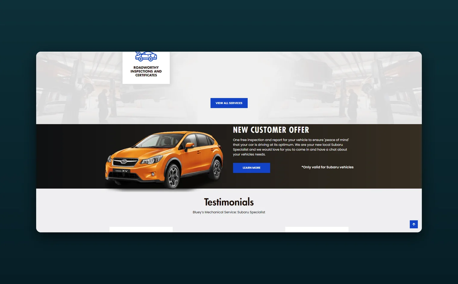 Bluey's Mechanical Service website by Balar Media Group, more of the design