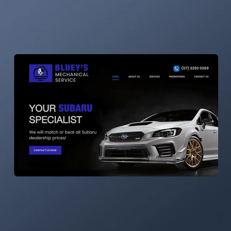 Bluey's Mechanical Service website by Balar Media Group