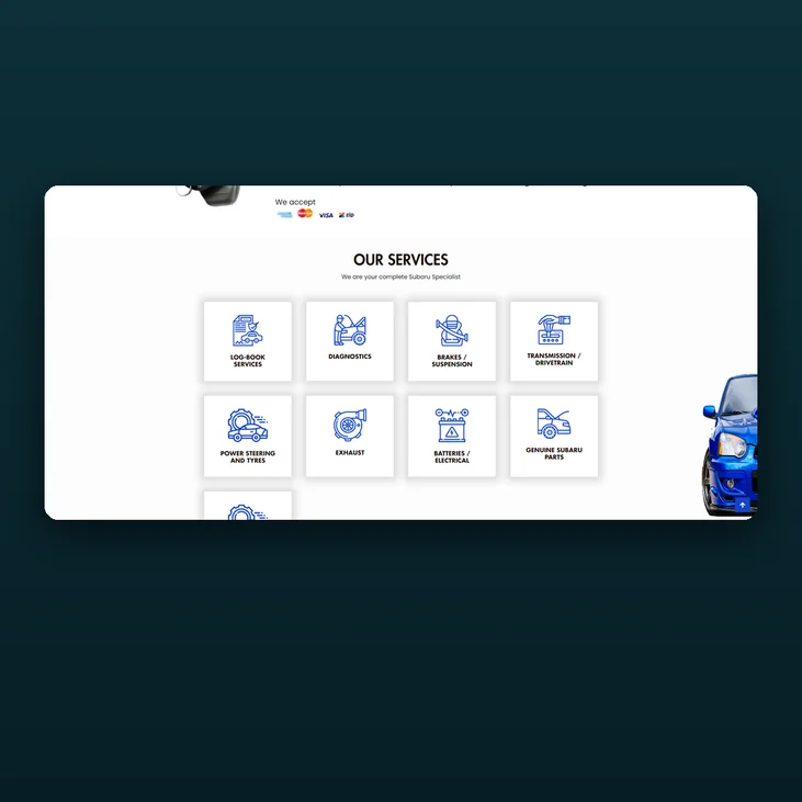 Bluey's Mechanical Service website detail by Balar Media Group