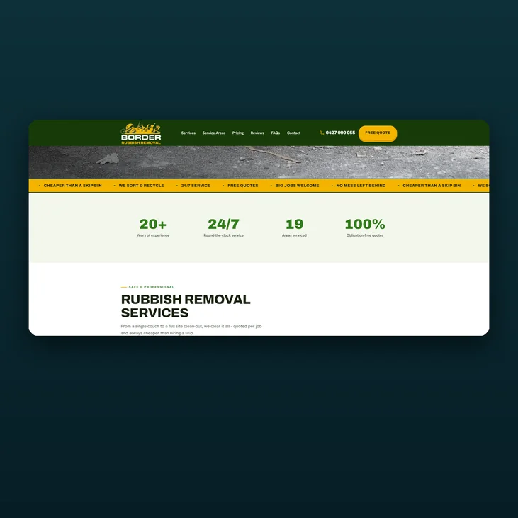 Border Rubbish Removal website detail by Balar Media Group
