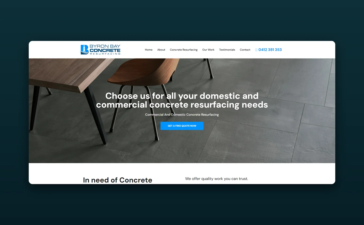 Byron Bay Concrete Resurfacing website design by Balar Media Group
