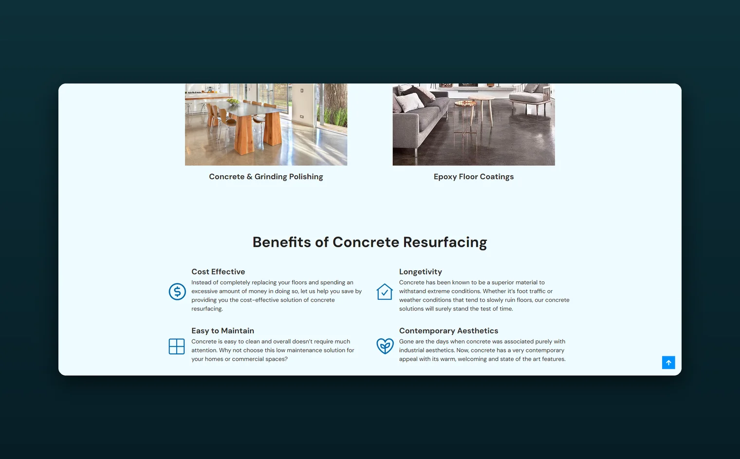 Byron Bay Concrete Resurfacing website by Balar Media Group, more of the design