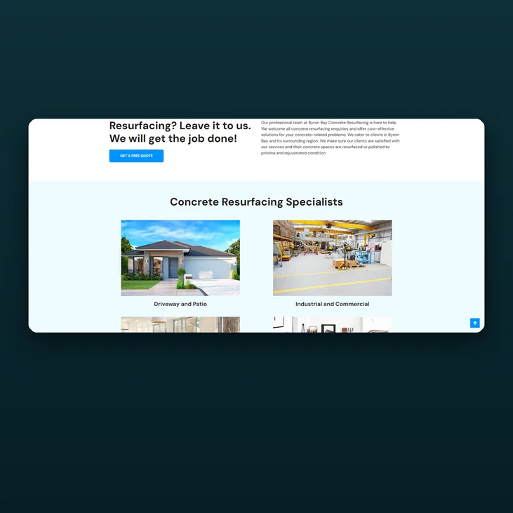 Byron Bay Concrete Resurfacing website detail by Balar Media Group
