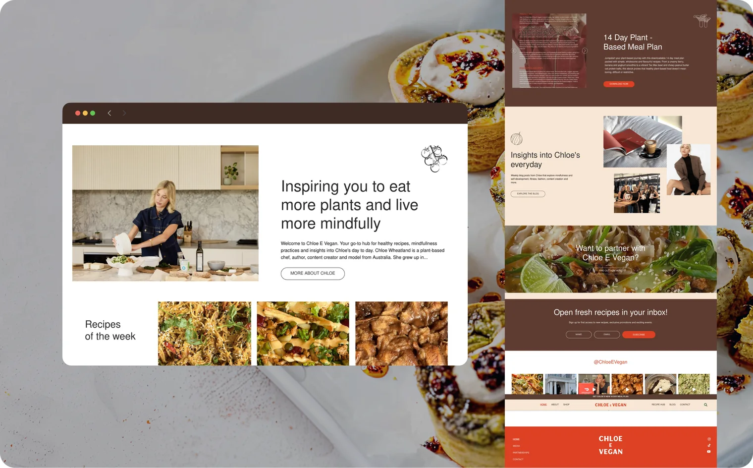 Chloe E. Vegan website design by Balar Media Group (detail)