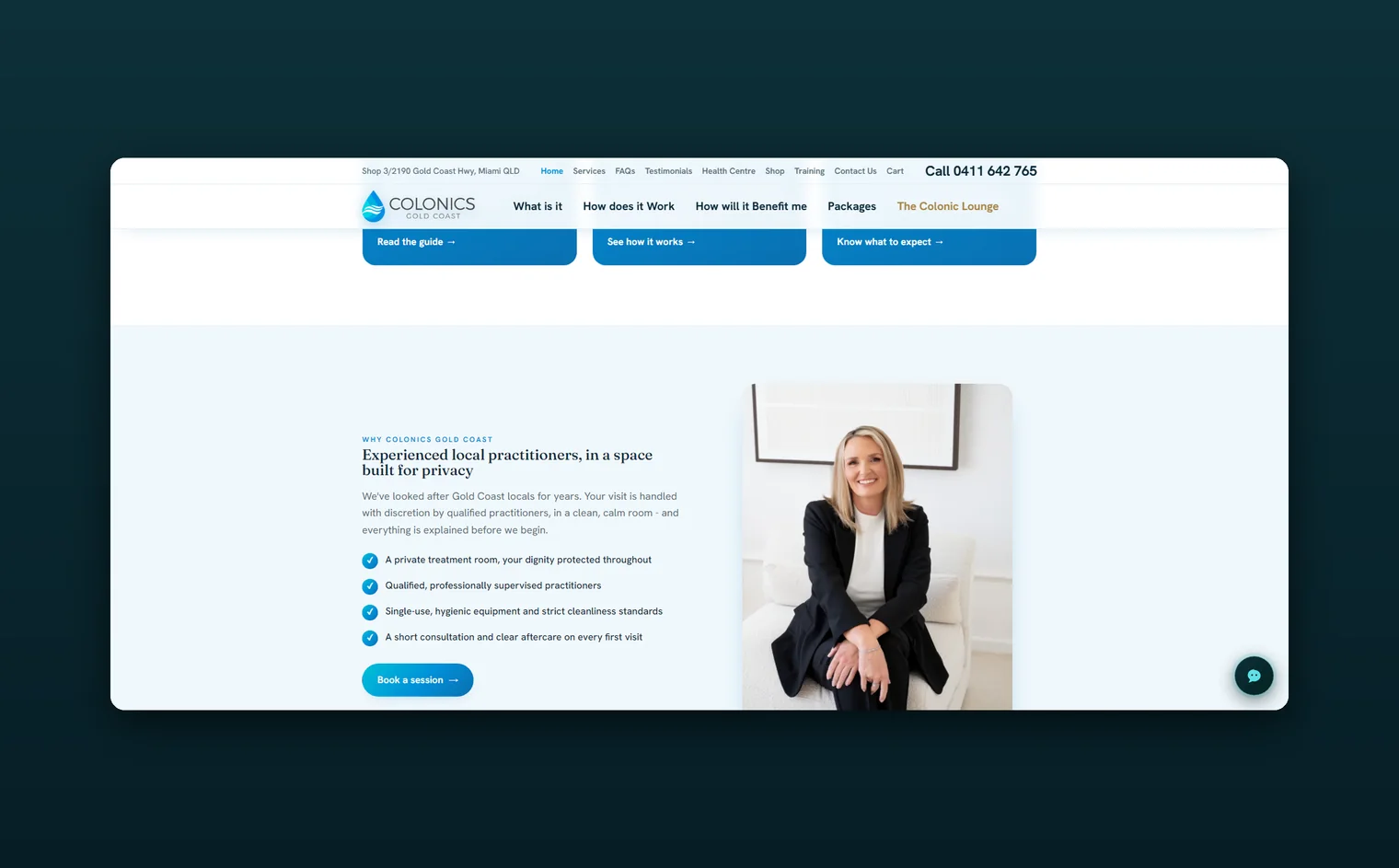 Colonics Gold Coast website by Balar Media Group, more of the design