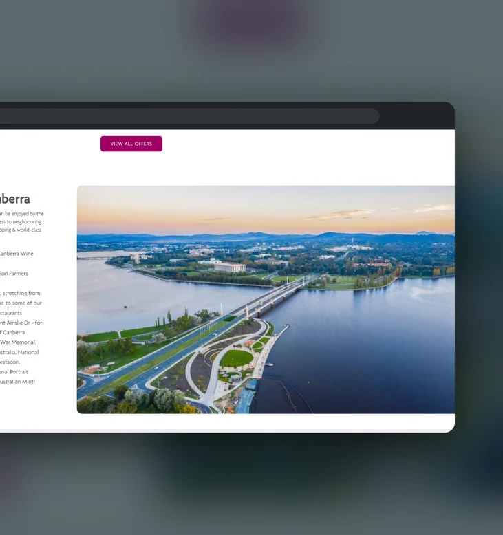 Crowne Plaza Canberra website by Balar Media Group