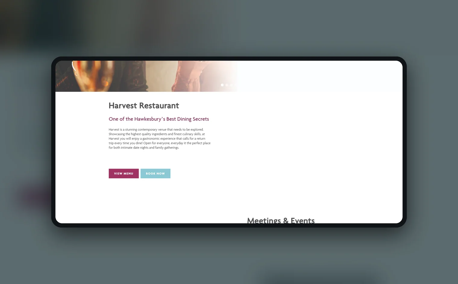 Crowne Plaza Hawkesbury Valley website by Balar Media Group, more of the design