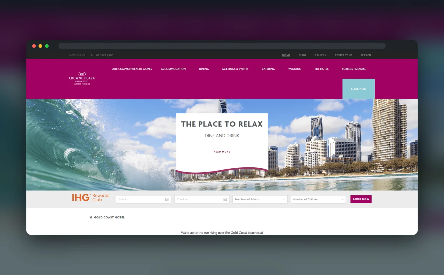 Crowne Plaza Surfers Paradise website design by Balar Media Group