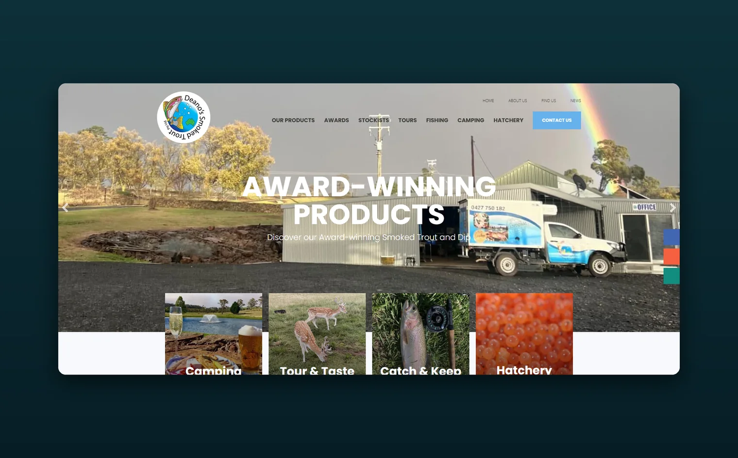 Deano's Smoked Trout website design by Balar Media Group