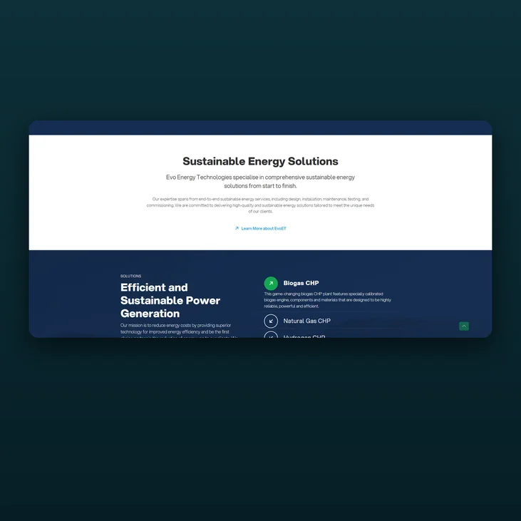 Evo ET website detail by Balar Media Group