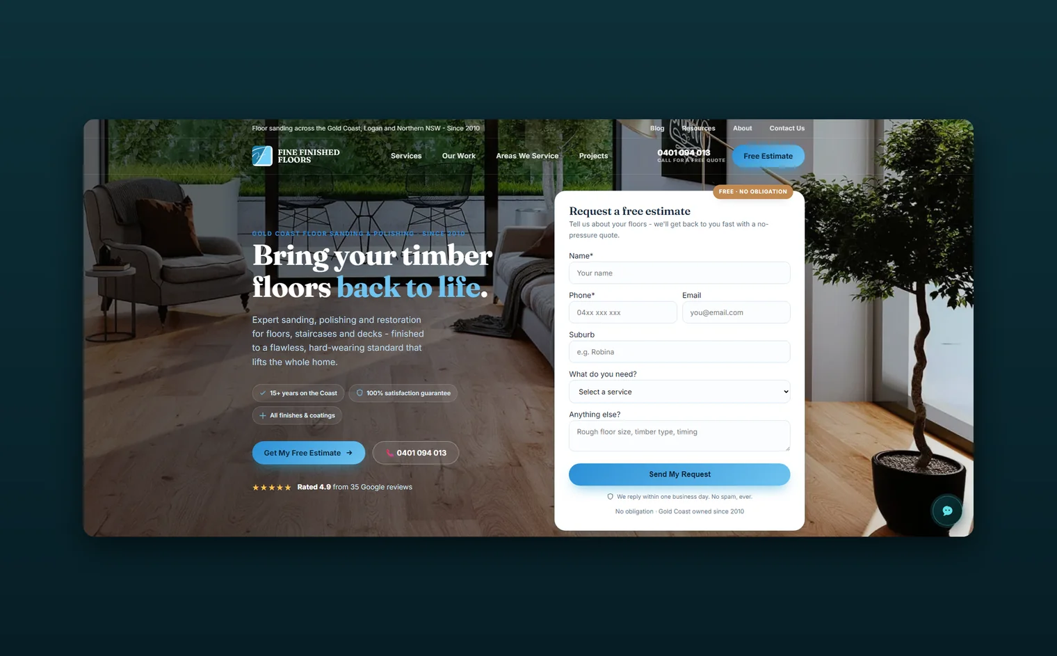 Fine Finished Floors website design by Balar Media Group