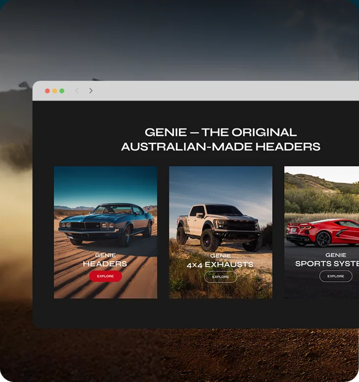 Genie Performance Headers website by Balar Media Group, design detail