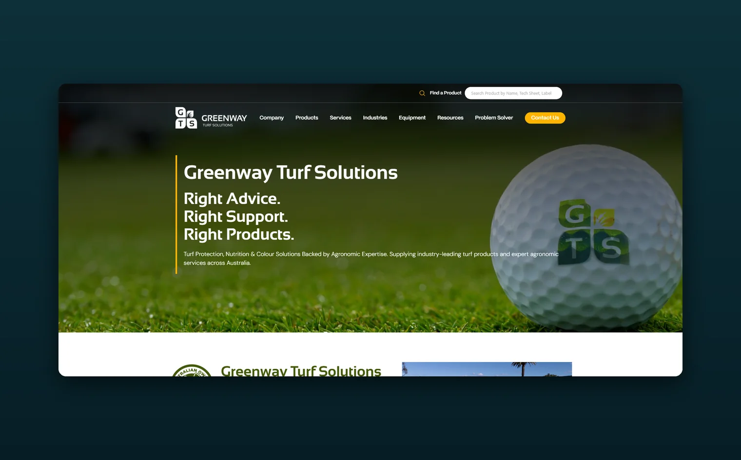 Greenway Turf Solutions website design by Balar Media Group