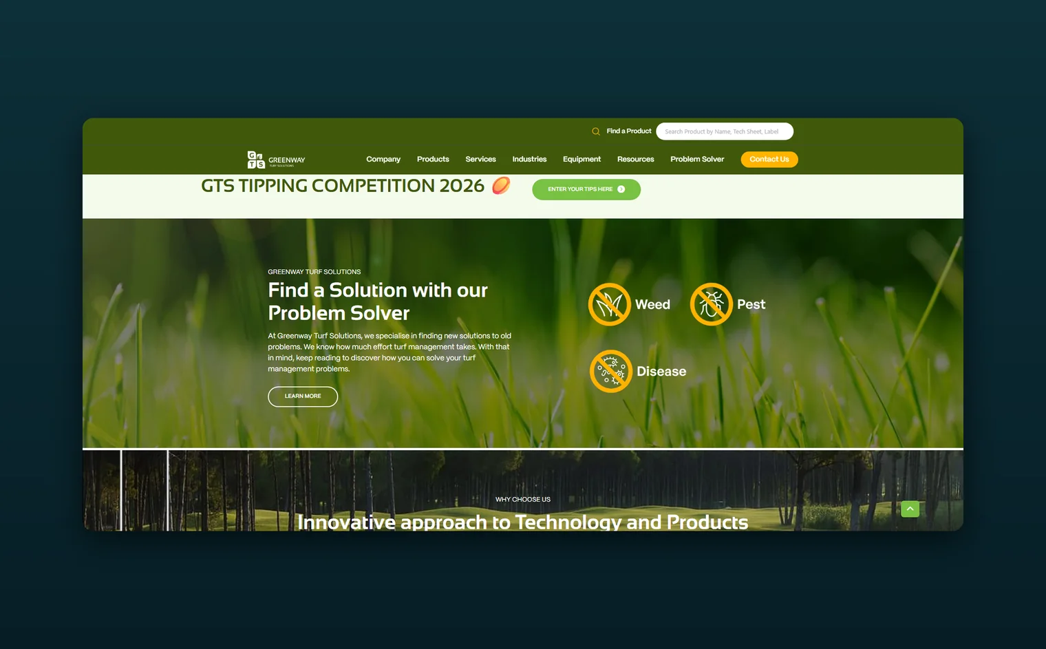 Greenway Turf Solutions website by Balar Media Group, more of the design