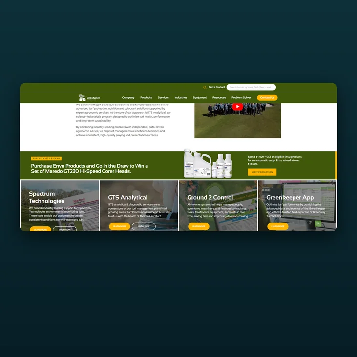 Greenway Turf Solutions website detail by Balar Media Group