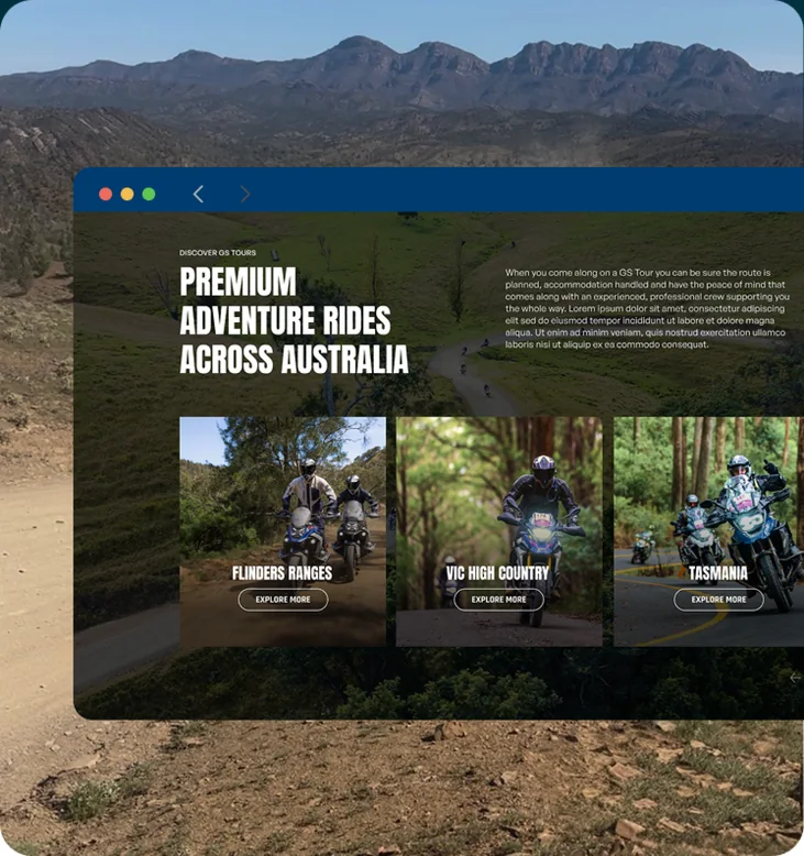 GS Offroad Tours website by Balar Media Group, mobile and brand detail