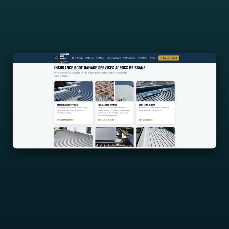 Insurance Roof Repairs Brisbane website detail by Balar Media Group