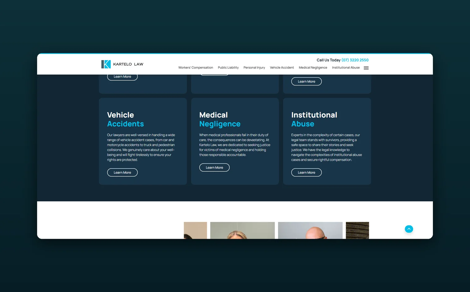 Kartelo Law website by Balar Media Group, more of the design