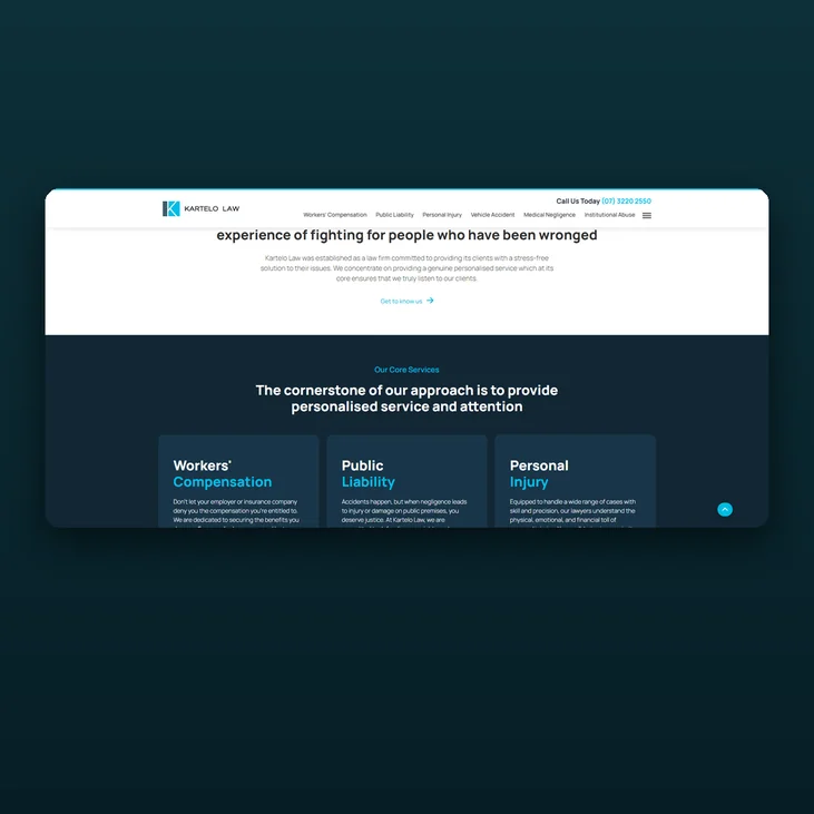 Kartelo Law website detail by Balar Media Group