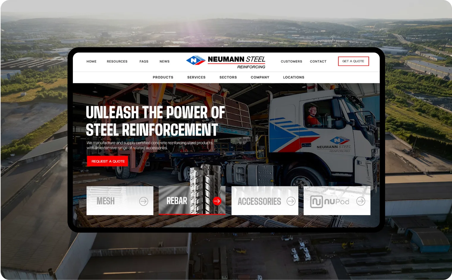 Neumann Steel website design by Balar Media Group