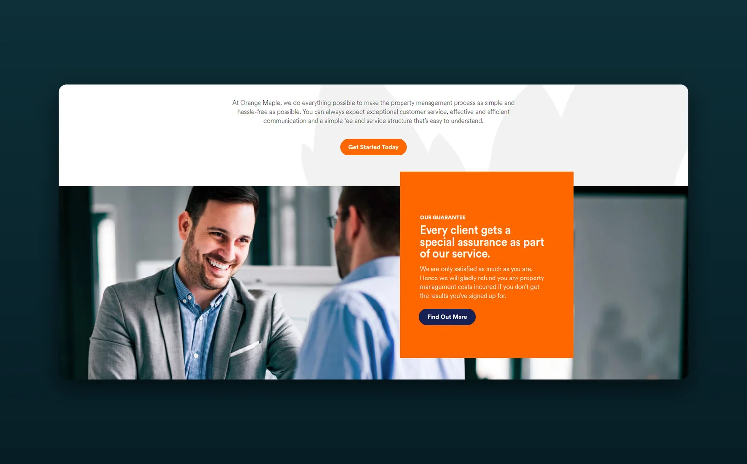 Orange Maple Property Management website by Balar Media Group, more of the design