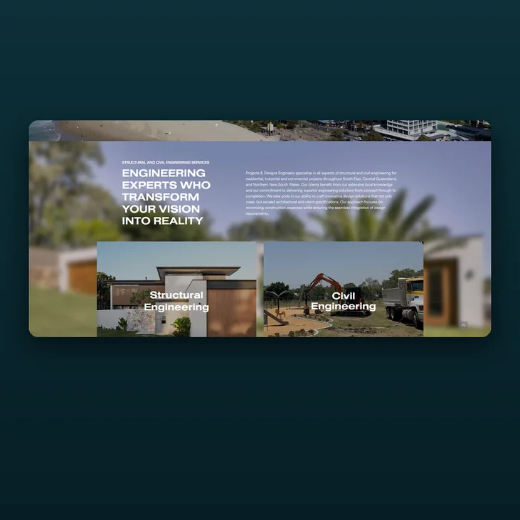 Projects & Designs Engineers website detail by Balar Media Group