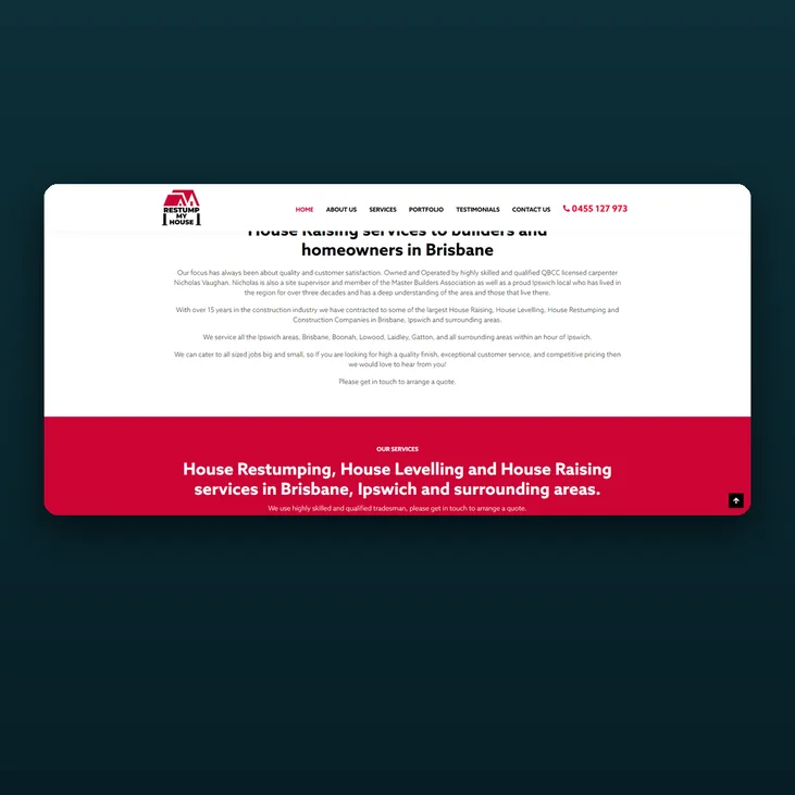 Restump My House website detail by Balar Media Group