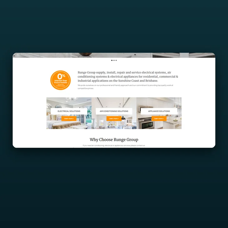 Runge Group Air Conditioning website detail by Balar Media Group