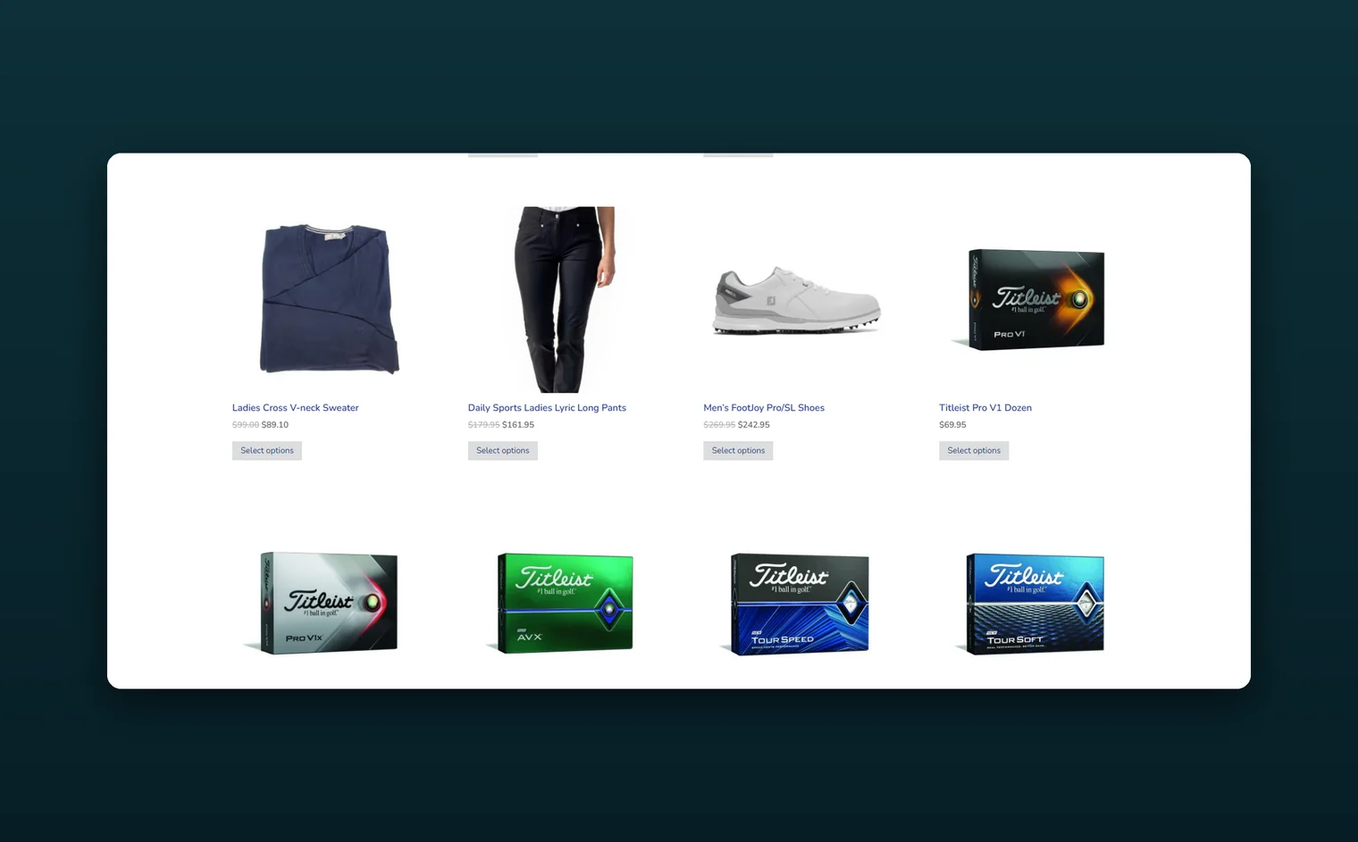 Sanctuary Cove Golf Shop website by Balar Media Group, more of the design
