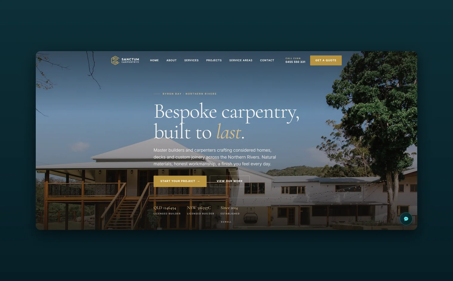 Sanctum Carpentry website design by Balar Media Group