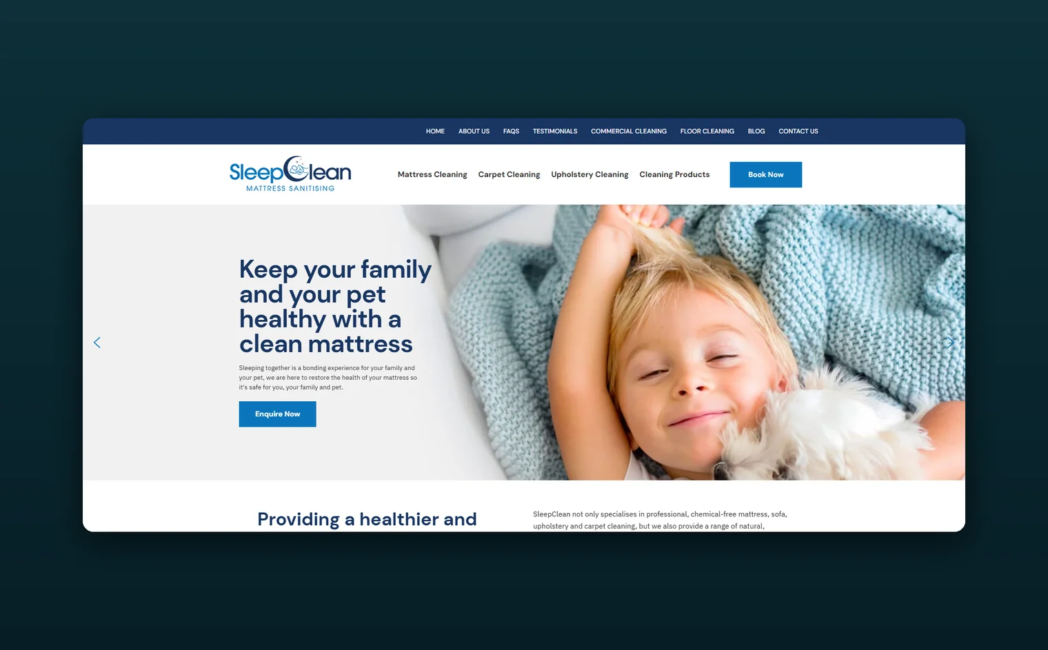 SleepClean website design by Balar Media Group
