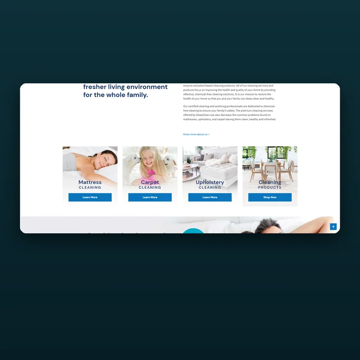 SleepClean website detail by Balar Media Group