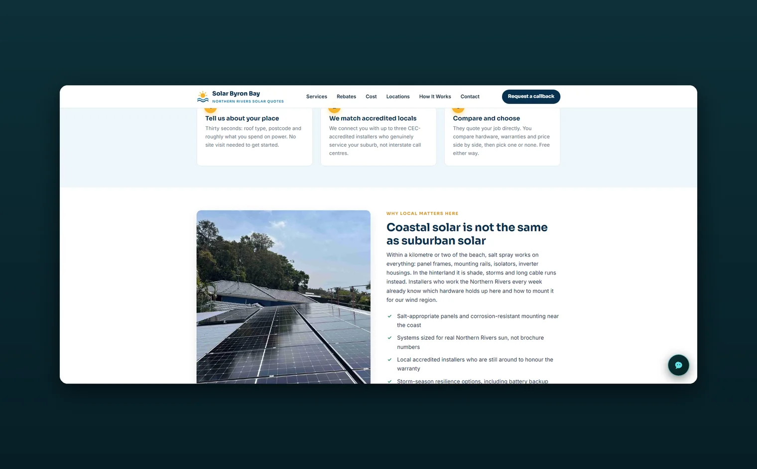 Solar Byron Bay website by Balar Media Group, more of the design
