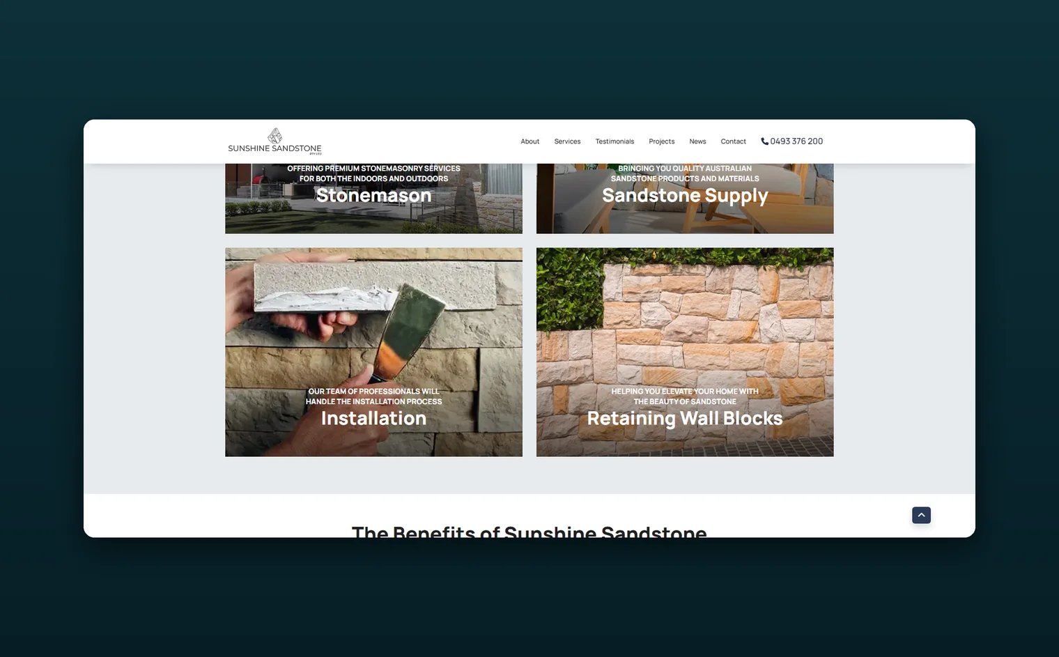 Sunshine Coast Sandstone website by Balar Media Group, more of the design