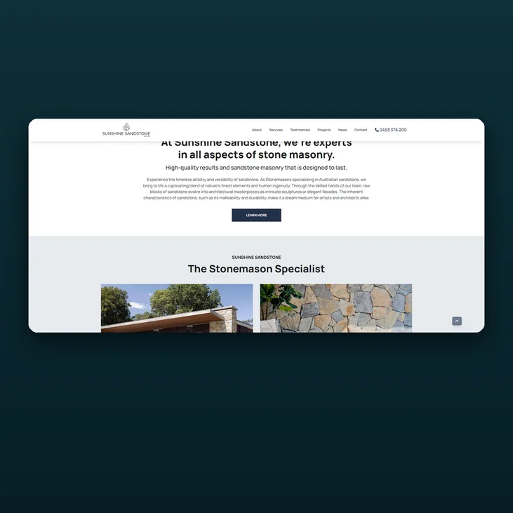 Sunshine Coast Sandstone website detail by Balar Media Group