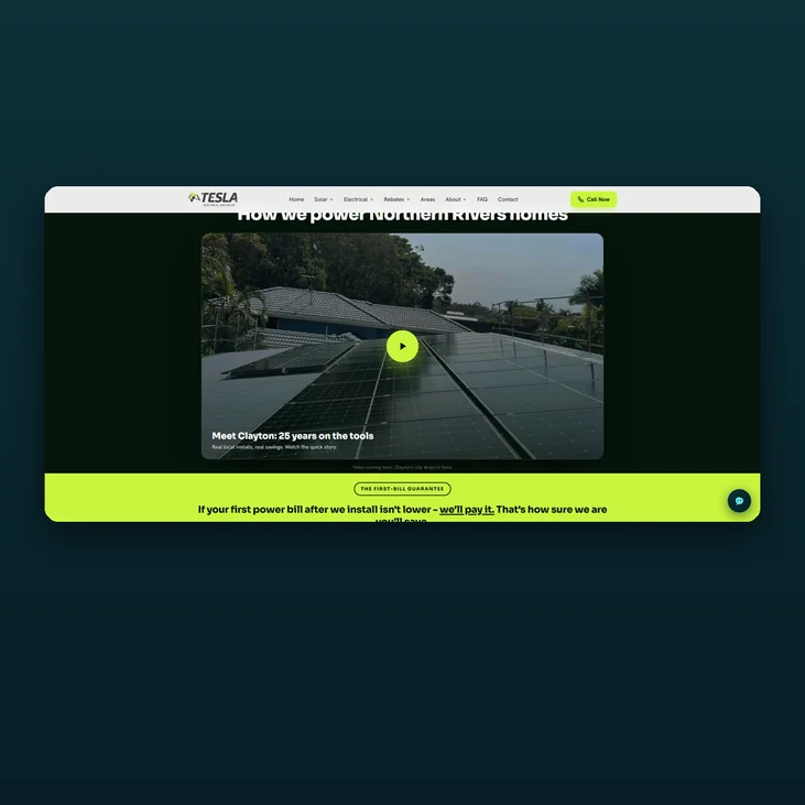 Tesla Electrical website detail by Balar Media Group