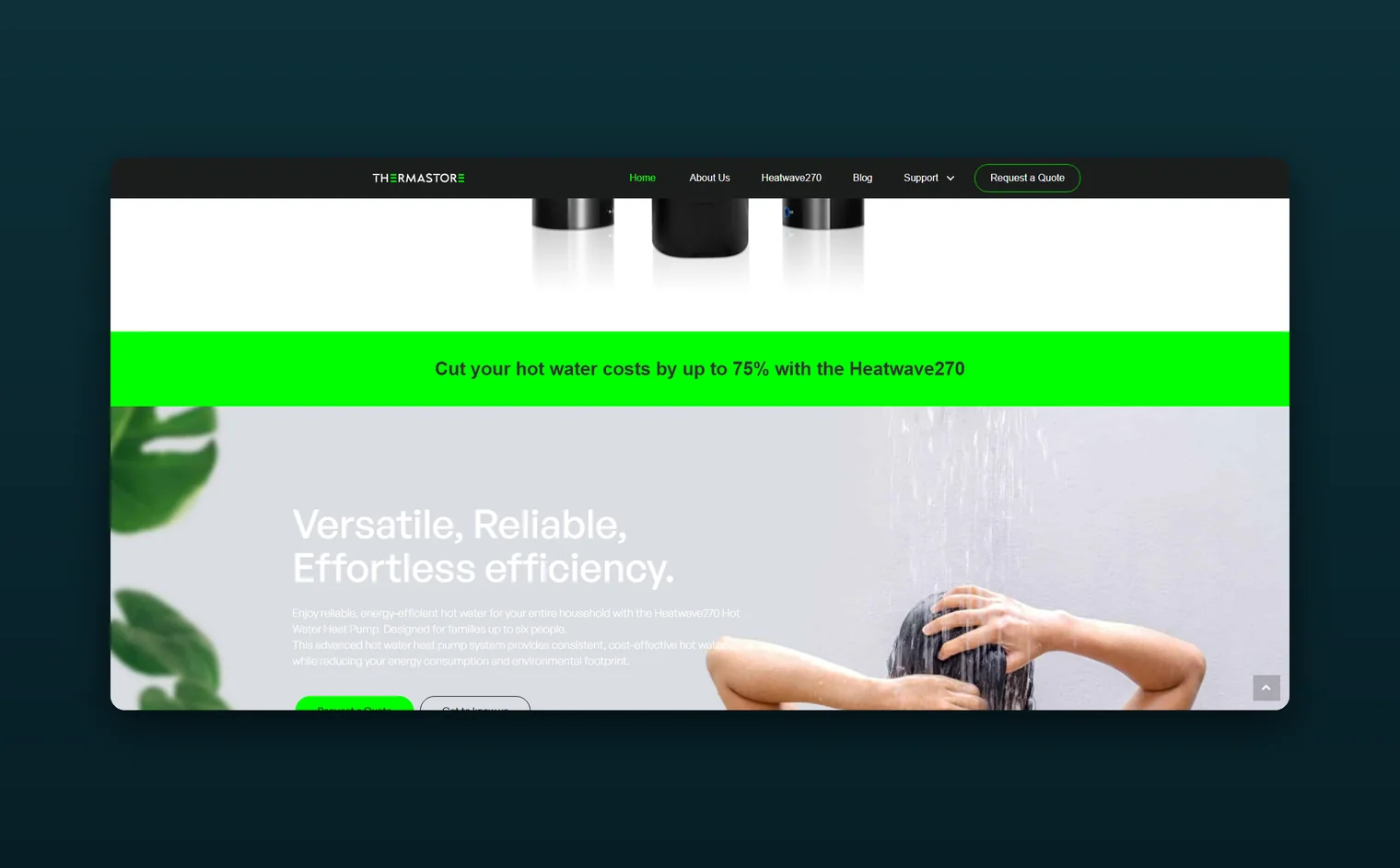 Thermastore website by Balar Media Group, more of the design