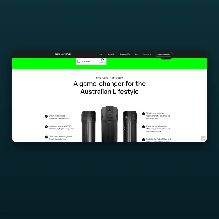 Thermastore website detail by Balar Media Group