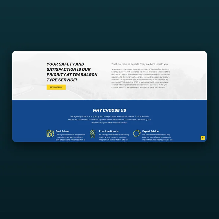 Traralgon Tyre Service website detail by Balar Media Group