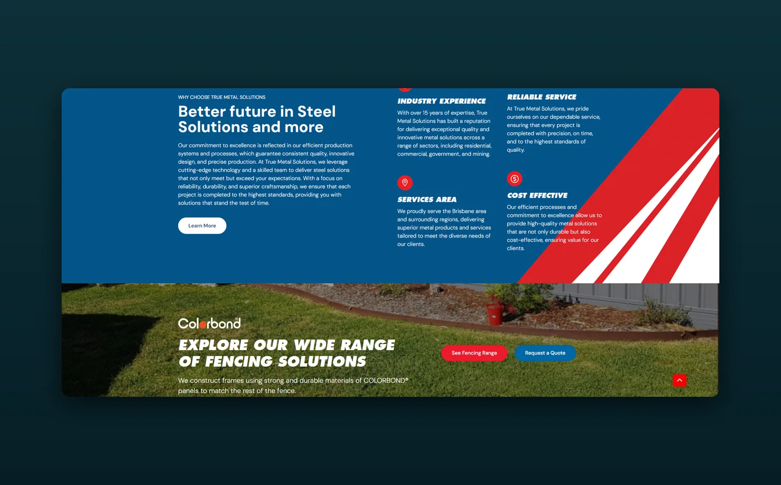 True Metal Solutions website by Balar Media Group, more of the design