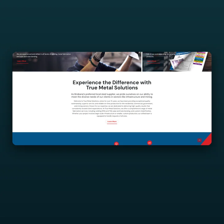 True Metal Solutions website detail by Balar Media Group