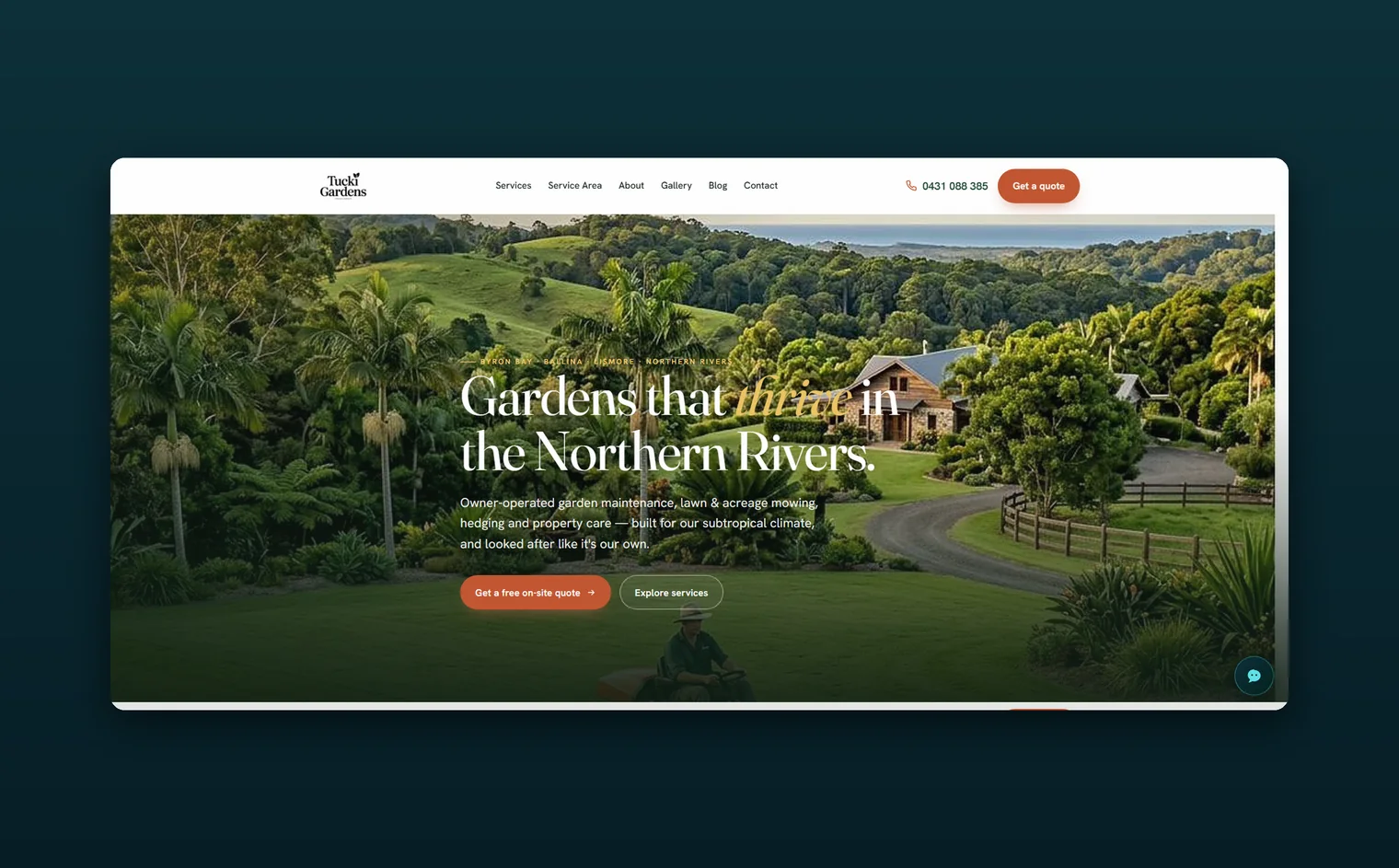 Tucki Gardens website design by Balar Media Group