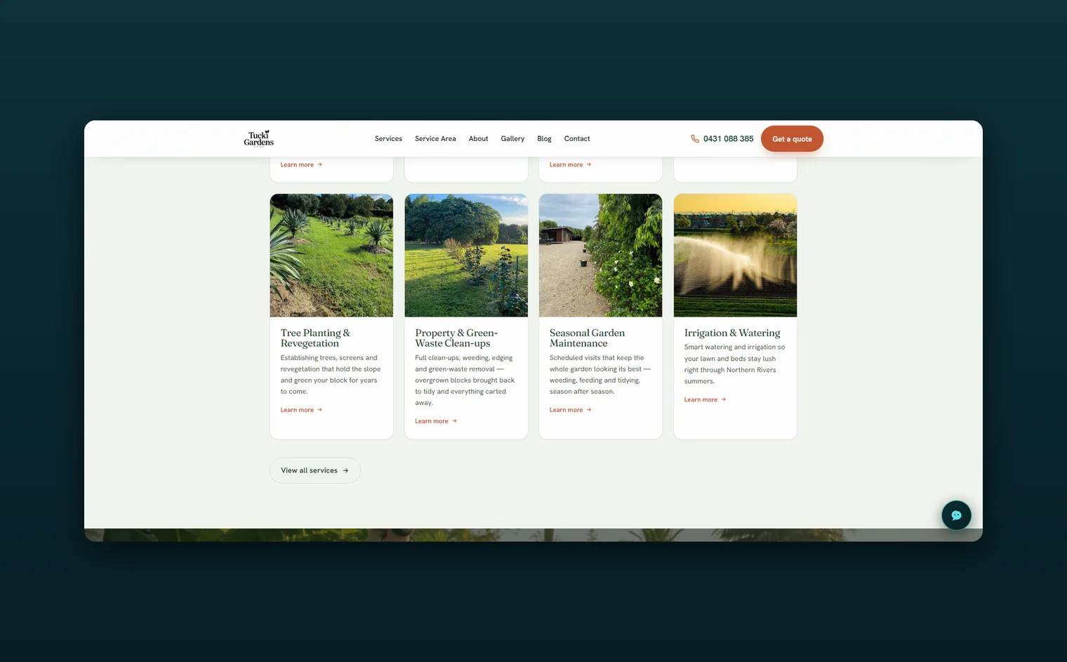 Tucki Gardens website by Balar Media Group, more of the design