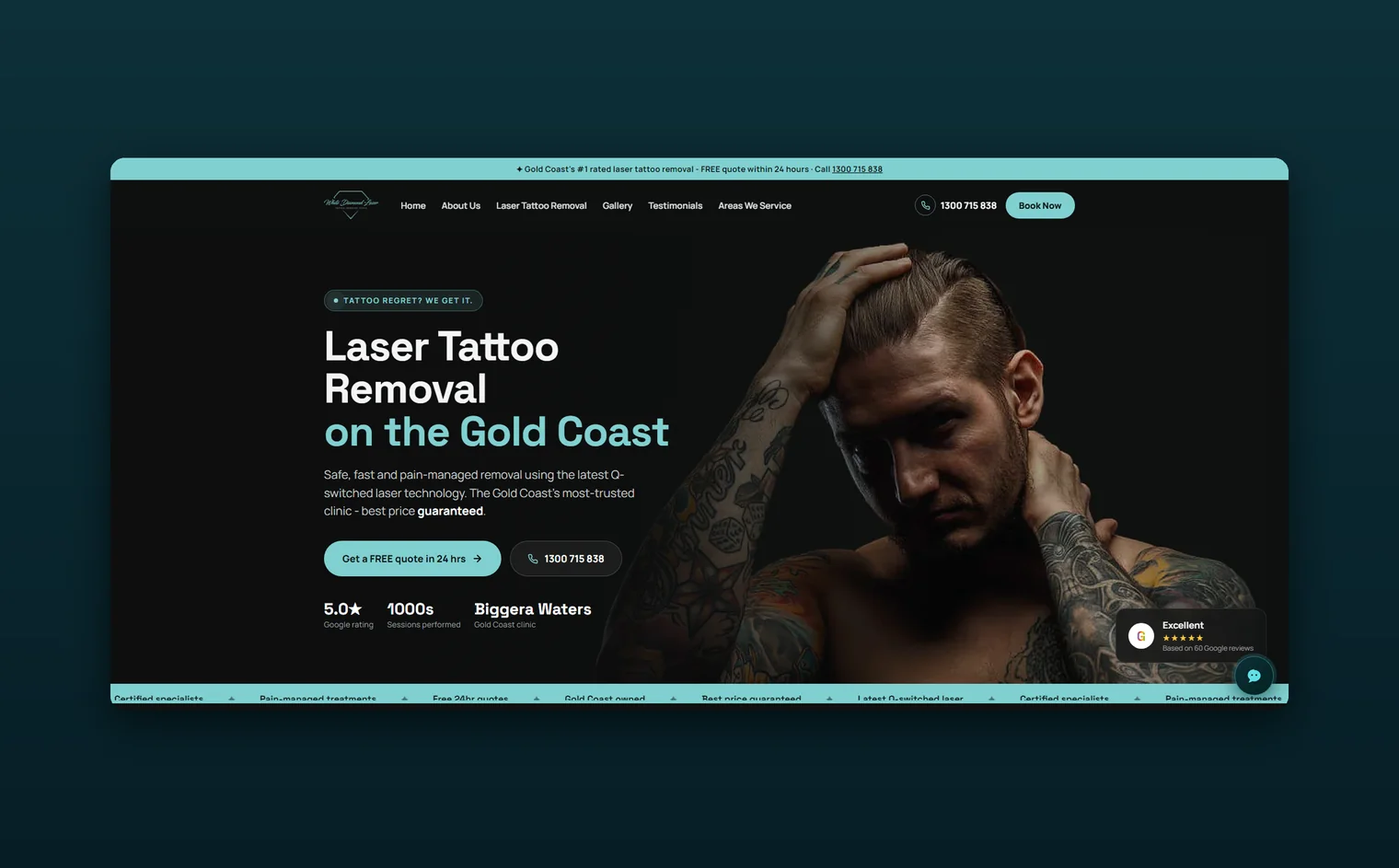 White Diamond Laser website design by Balar Media Group