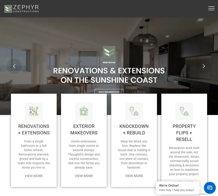 Zephyr Constructions website by Balar Media Group